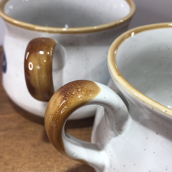 ✨Sold✨ Vintage Stoneware Pea Soup Mugs Set Of Two Made In Korea - Picture 4 of 11